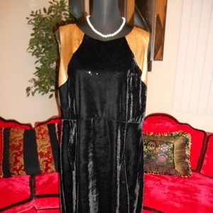 NY COLLECTION WOMAN NEW BLACK/GOLD VELVET DRESS